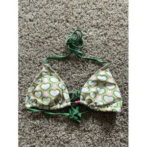 99 Degrees Womens Hearts Rainbow LBGT Bikini Swim Top Size Small spaghetti strap